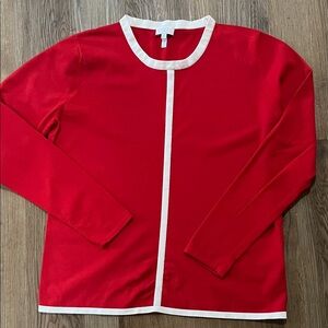 Women’s Escada Sport Red Long Sleeve Top with White Trim XL